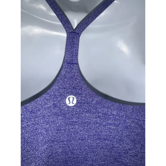 Lululemon Sz 6 Power Y Tank Top Racerback Active Wear Blue Heather Pigment EUC - Picture 6 of 8